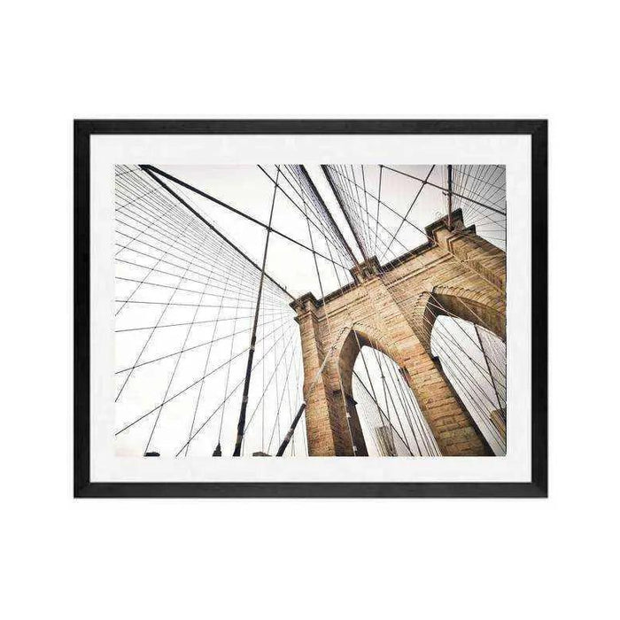 Black and white Brooklyn Bridge framed art for a New York City gallery wall
