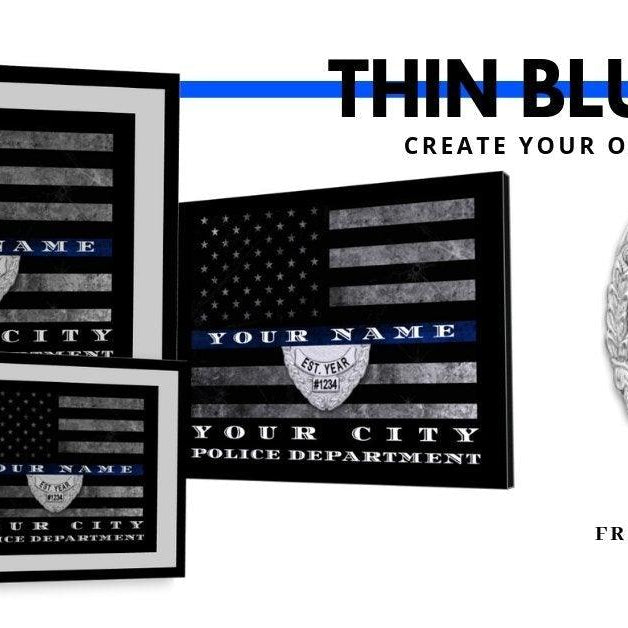 Thin Blue Line Back the blue Police Officer Gifts - Modern Memory Design Picture frames - NJ Frame shop Custom framing
