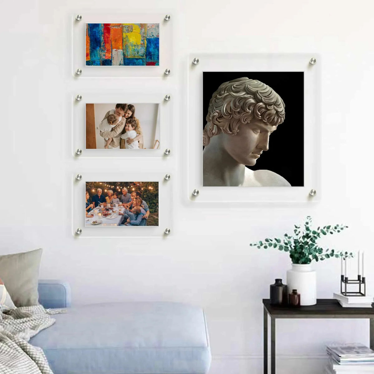 Modern Floating Acrylic Picture Frames Wall Display Frameless