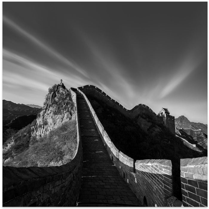Photographing the Great Wall Square Poster Art Print by Hua Zhu