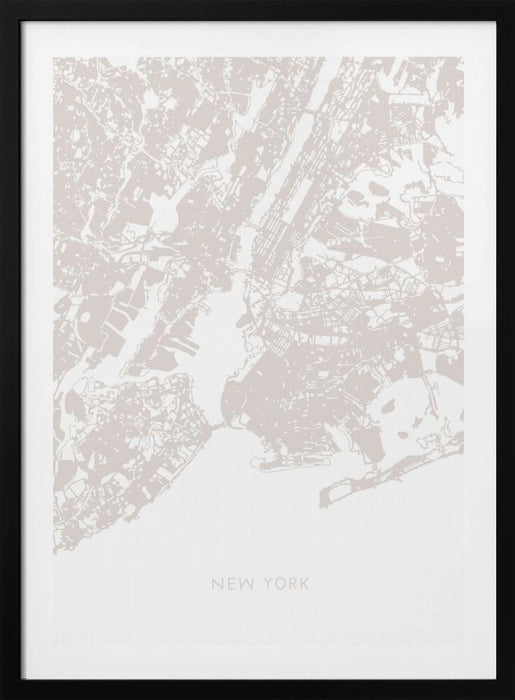 New York Map Framed Art Modern Wall Decor