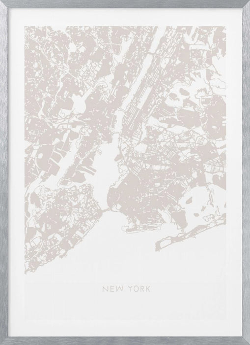 New York Map Framed Art Modern Wall Decor