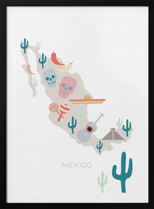 Mexico Map No 1 Framed Art Modern Wall Decor