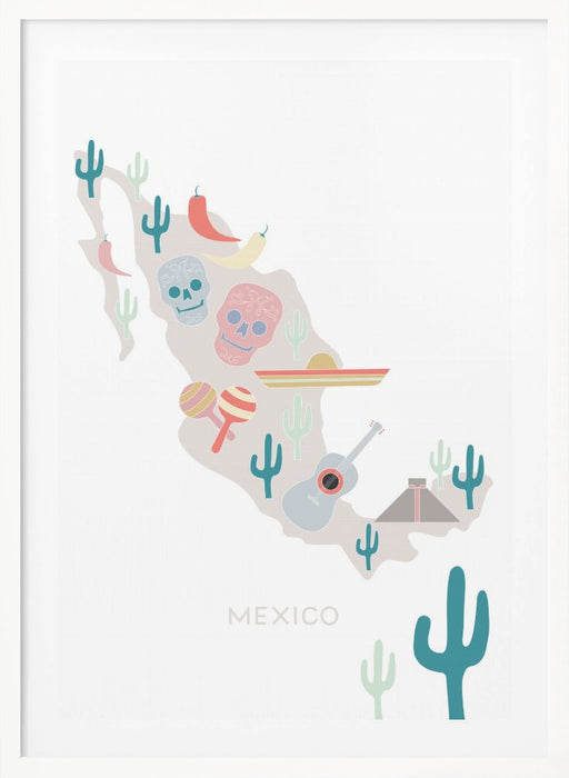 Mexico Map No 1 Framed Art Modern Wall Decor