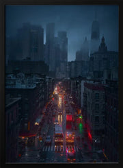 Raining China Town Framed Art Javier de la Torre | Home or Office Art