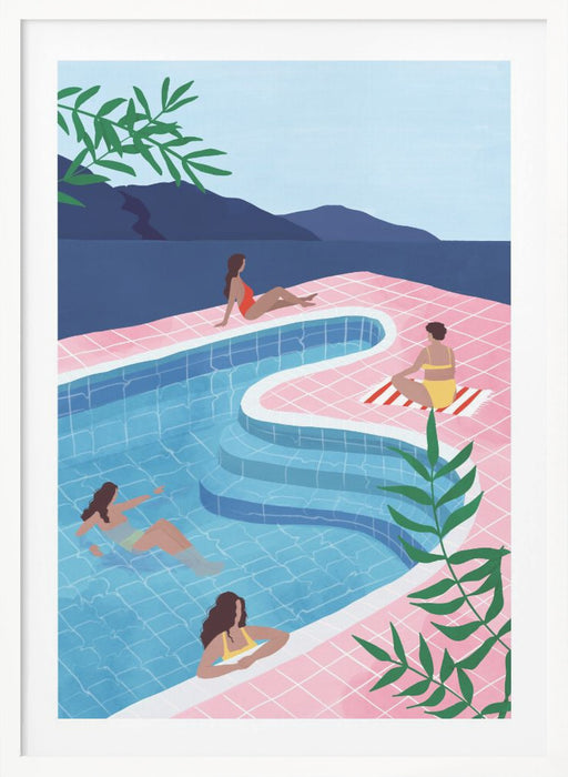 Pool Ladies Framed Art Modern Wall Decor