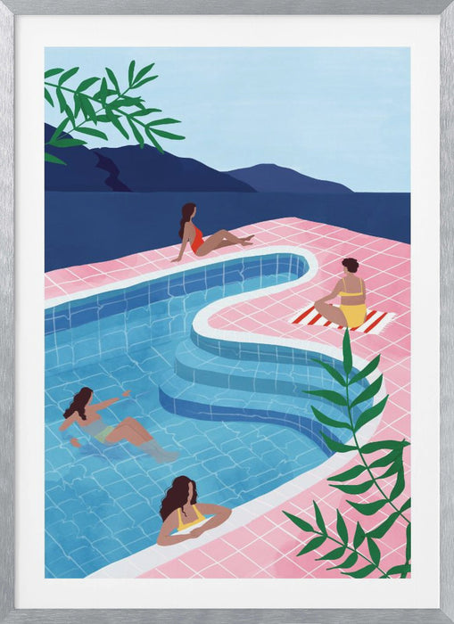 Pool Ladies Framed Art Modern Wall Decor