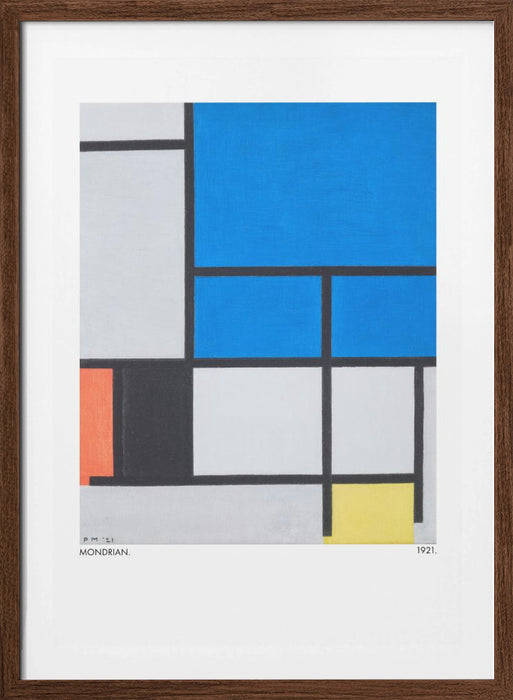 Composition with Large Blue Plane, Red, Black, Yellow, and Gray 1921 Framed Art Modern Wall Decor