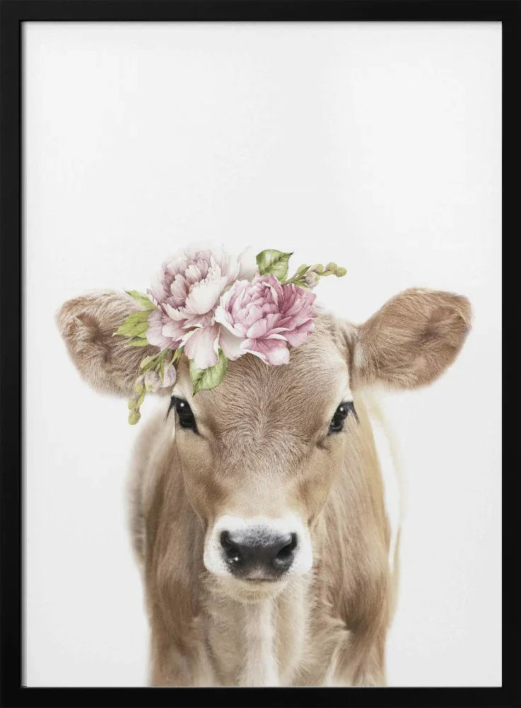 Floral Baby Calf Framed Art Lola Peacock | Home or Office Art