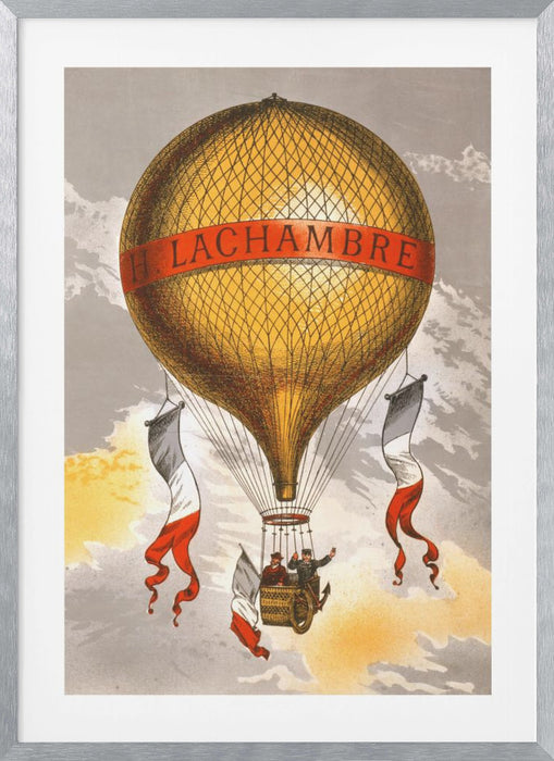 Balloon Labeled With Two Men Riding In the Basket 1880 Framed Art Modern Wall Decor