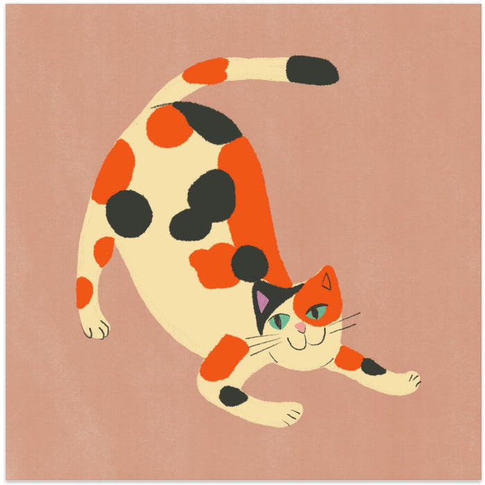 Pouncing cat Var Square Poster Art Print by Little Dean
