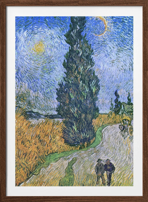 Vincent Van Gogh's Road With Cypress and Star 1890 Framed Art Modern Wall Decor