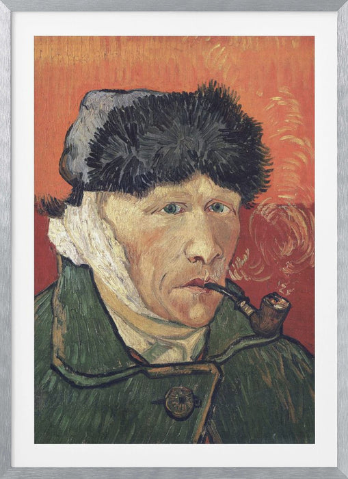 Vincent Van Gogh's Self Portrait With Bandaged Ear and Pipe (1889) Framed Art Modern Wall Decor