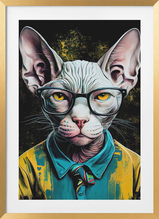 Hipster cat animal art Framed Art Modern Wall Decor