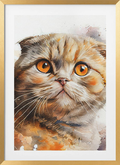Cat watercolor painting animal Framed Art Modern Wall Decor