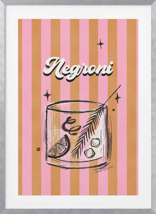 Negroni Drink on Stripes Framed Art Modern Wall Decor