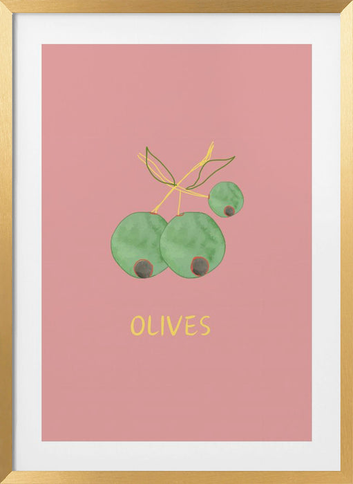 Olives in Pink Framed Art Modern Wall Decor