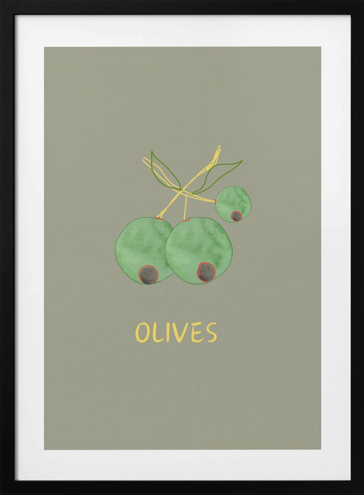 Olives in Green Framed Art Modern Wall Decor