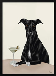 Classy Greyhound with Martini - Tara Royle Framed Art | Home or Office Art