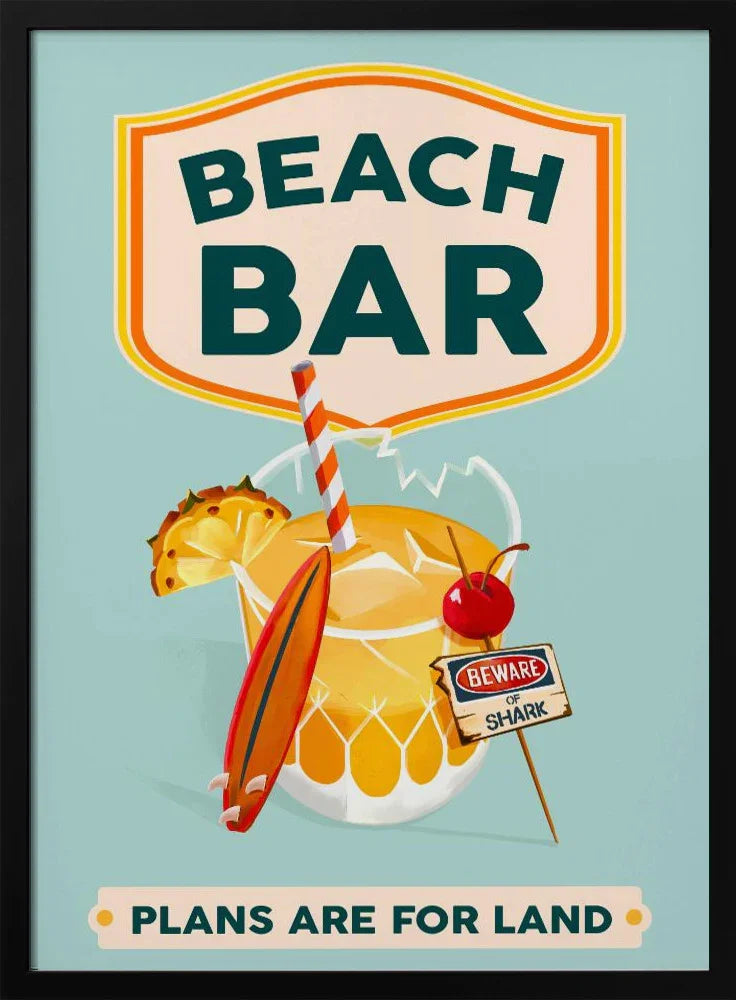 Beach Bar Summer Tropical Cocktail Bar Art - The Whiskey Ginger Framed Art | Home or Office Art