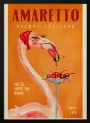 Amaretto Flamingo Art Deco Italian Cafe Travel Art - The Whiskey Ginger Framed Art | Home or Office Art