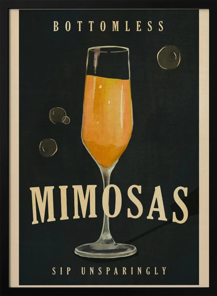 Bottomless Mimosas Art Deco Cocktail Bar Art - The Whiskey Ginger Framed Art | Home or Office Art
