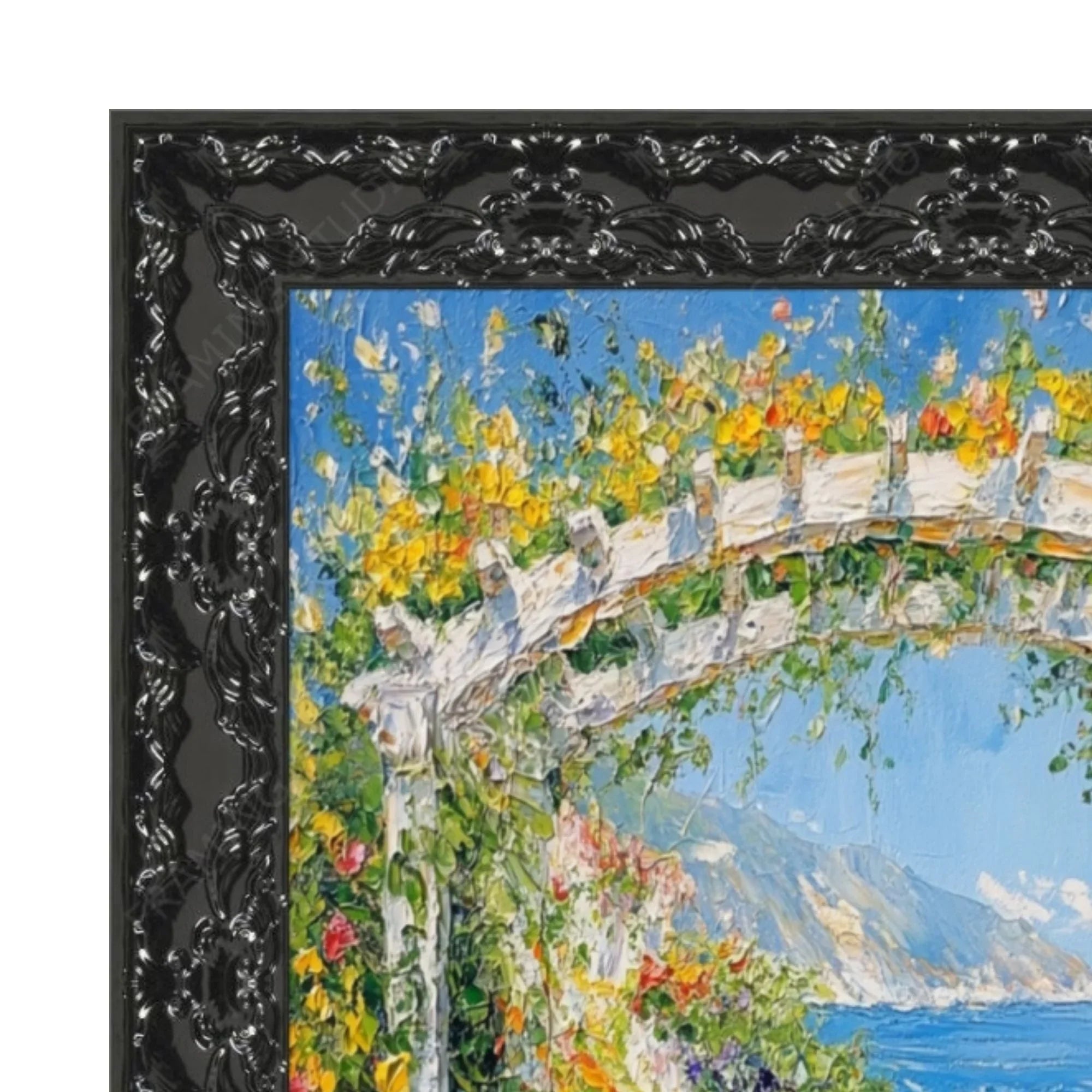 30x40 Picture Frame Piano Black Glossy Ornate