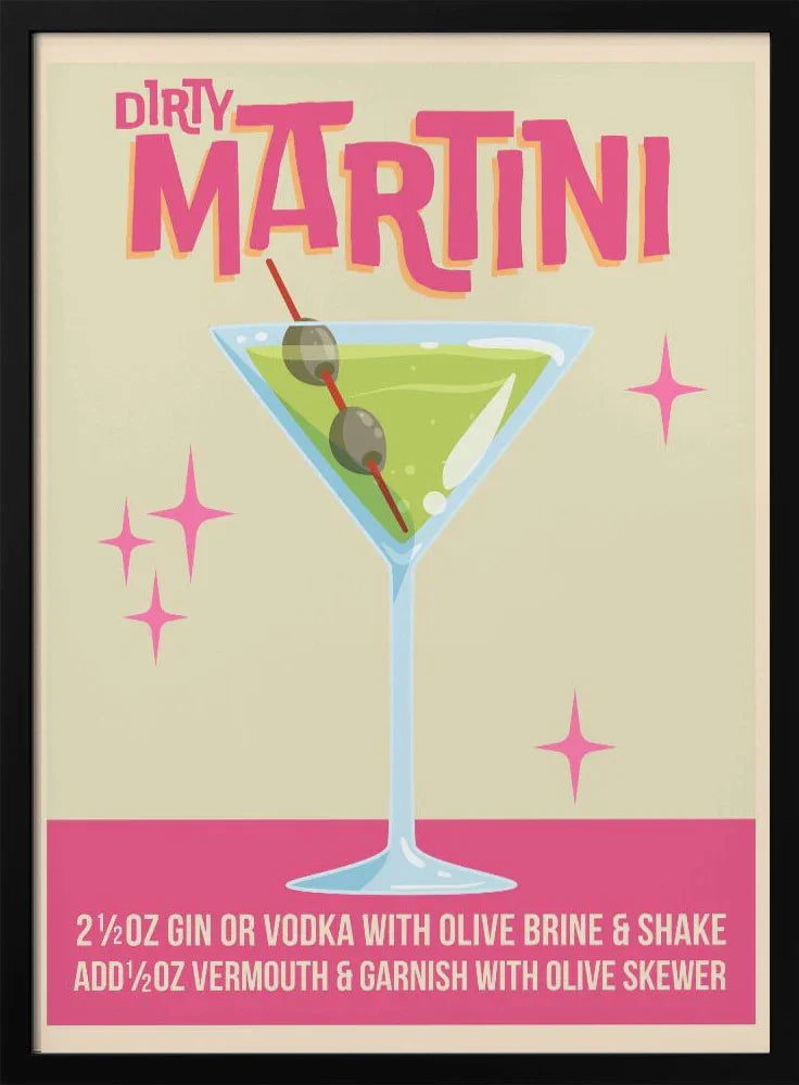 Dirty Martini Cocktail 01.png - WallChart Art Studio Framed Art | Home or Office Art