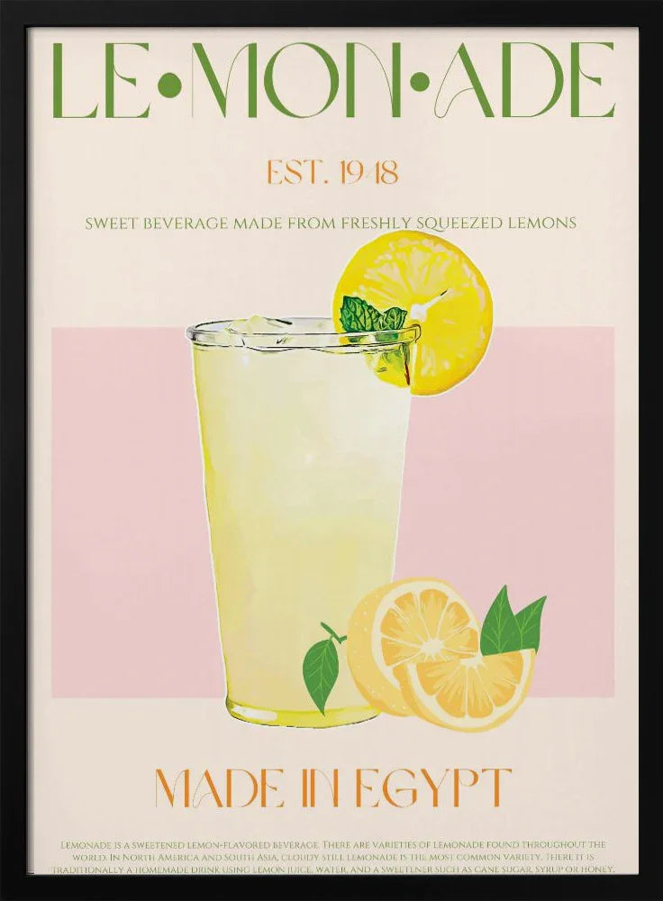 Refreshing Glass of Lemonade - Nazma Khokhar Framed Art | Home or Office Art