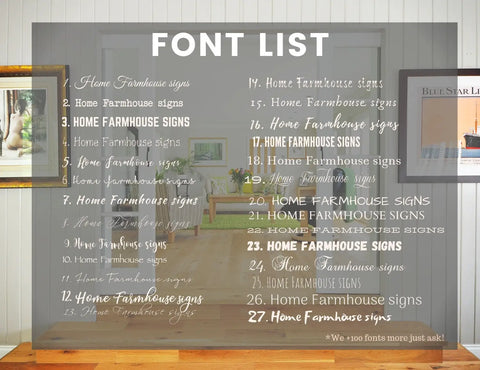 Font list for framed custom text print framed gift Mother’s Day 