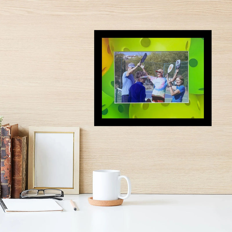 Pickleball Picture Frame: Black Wood Frame with Matting 5x7  ModernMemoryDesign.com 
