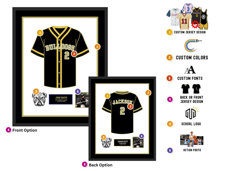 High School Football Basketball Baseball Senior Jersey Frame