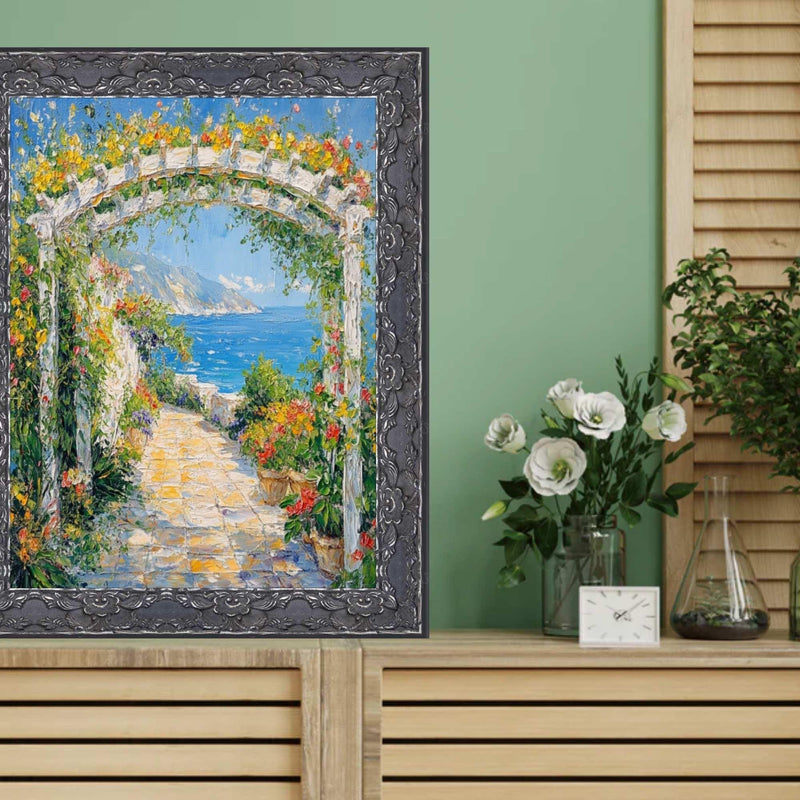 20x24 Frame Renaissance Silver Black Ornate Picture Frame