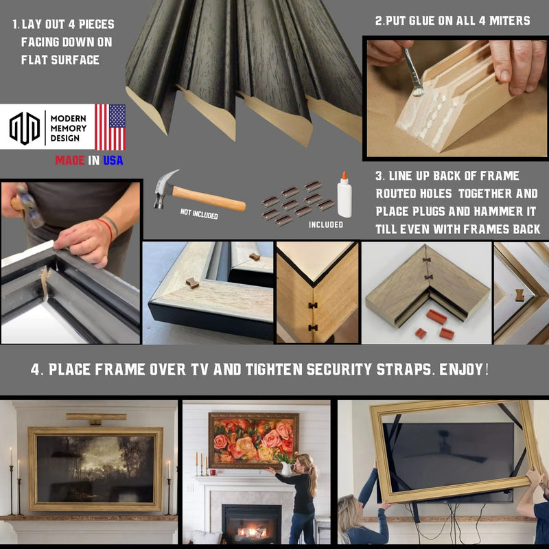 55 Inch TV Picture Frame - Decorative Custom frame for 55 inch TV  Modern Memory Design 