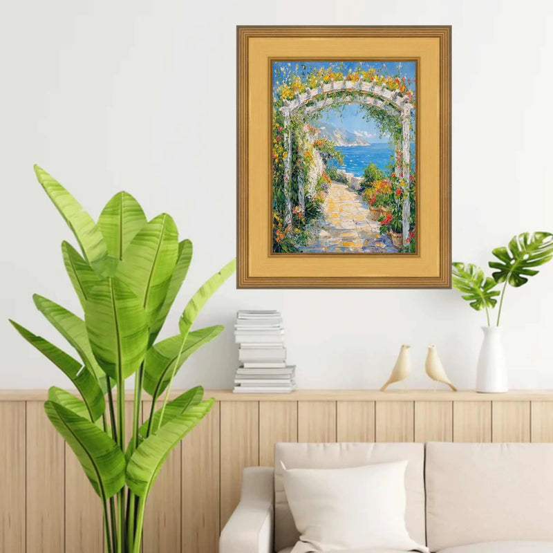 Wide Gold Leaf Flat Panel Picture Frame 