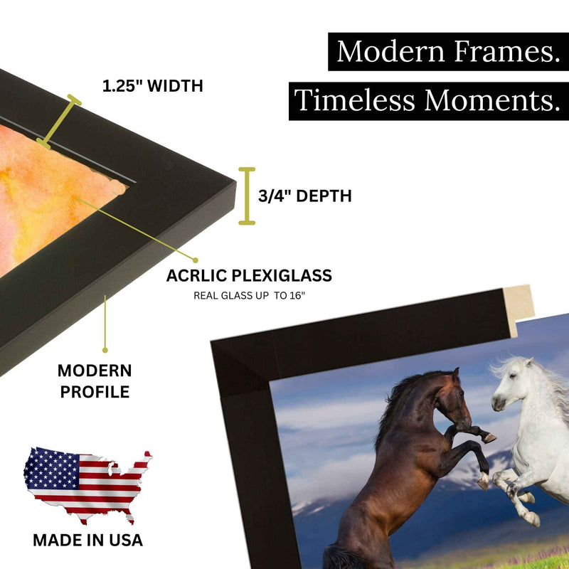 9x11 Black Picture Frame With Plexiglass – Wall Or Tabletop Display, Horizontal & Vertical