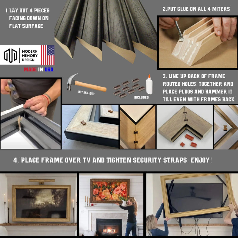 65 Inch TV Picture Frame - Decorative Custom frame for 65 inch TV  Modern Memory Design 