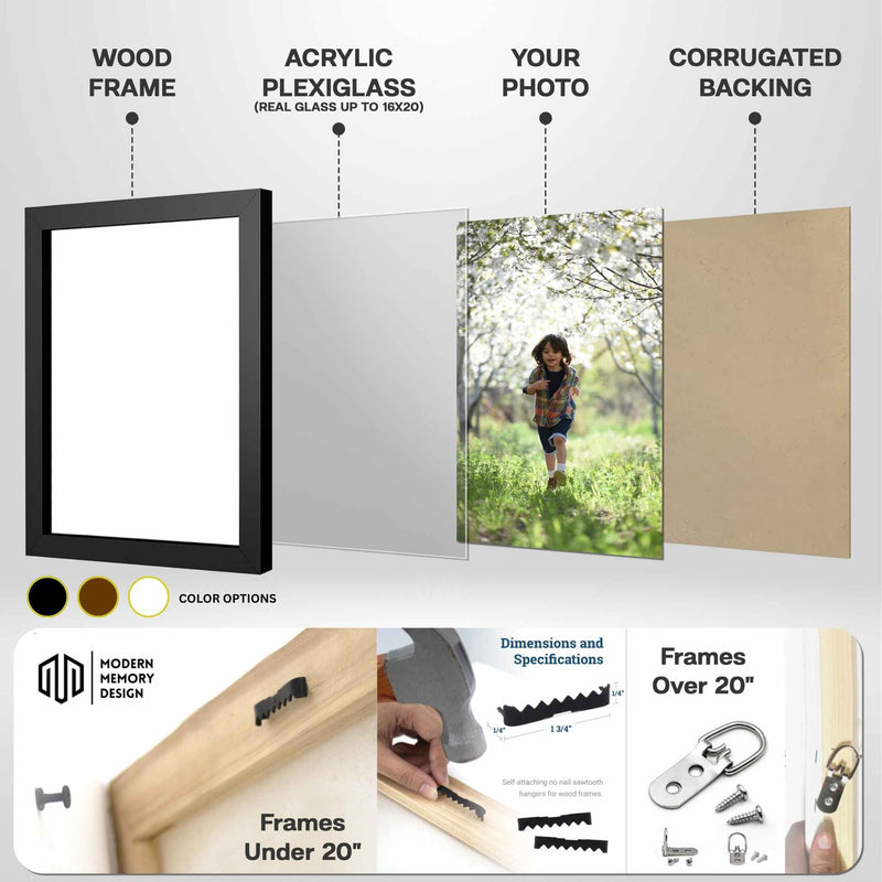 14x13 Frame Thin Black 14x13 Poster Frame - Wood Frame for Wall Decor