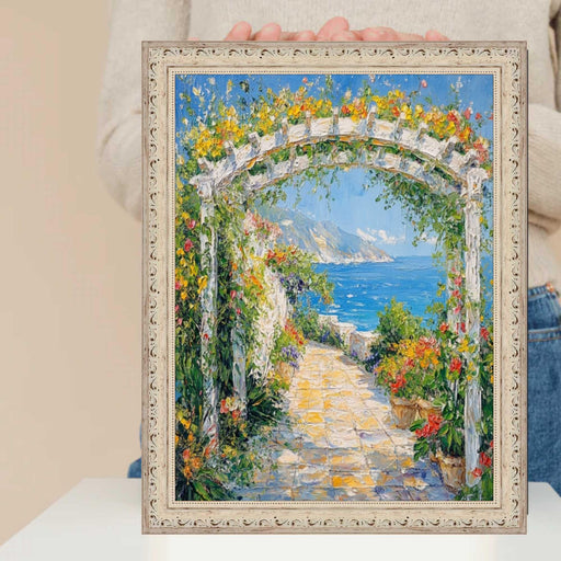 19x27 Frame White Wash Alabaster Bead Picture Frame