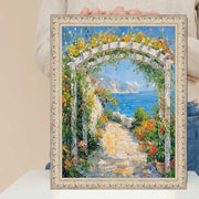 30x30 Frame White Wash Alabaster Bead Picture Frame