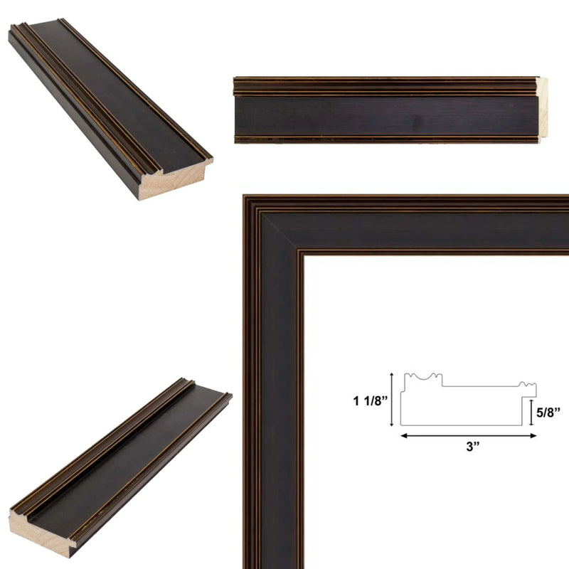12x14 Frame Wide Gold Black Flat Panel Picture Frame