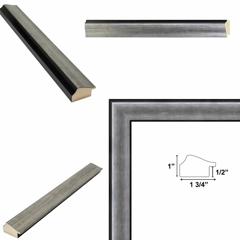 20x30 Frame Custom Frame Raiders Silver/Black Gunmetal Picture Frame