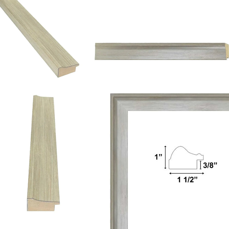 32x48 Frame  Contemporary Silver Brushed Modern Scoop Picture Frame