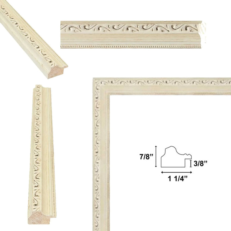 28x40 Frame White Wash Alabaster Bead Picture Frame