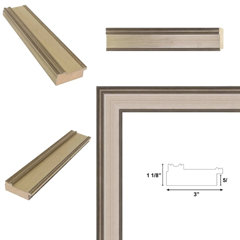 32x48 Frame  Contemporary Wide Silver Leaf Flat Panel Picture Frame
