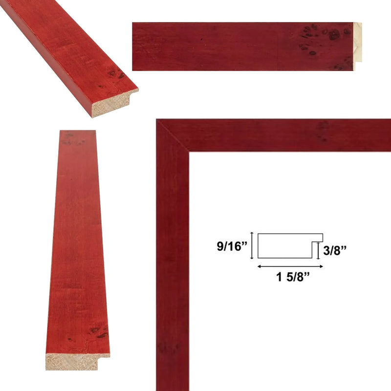 16x24 Frame Modern Red Burl Wood Flat Picture Frame
