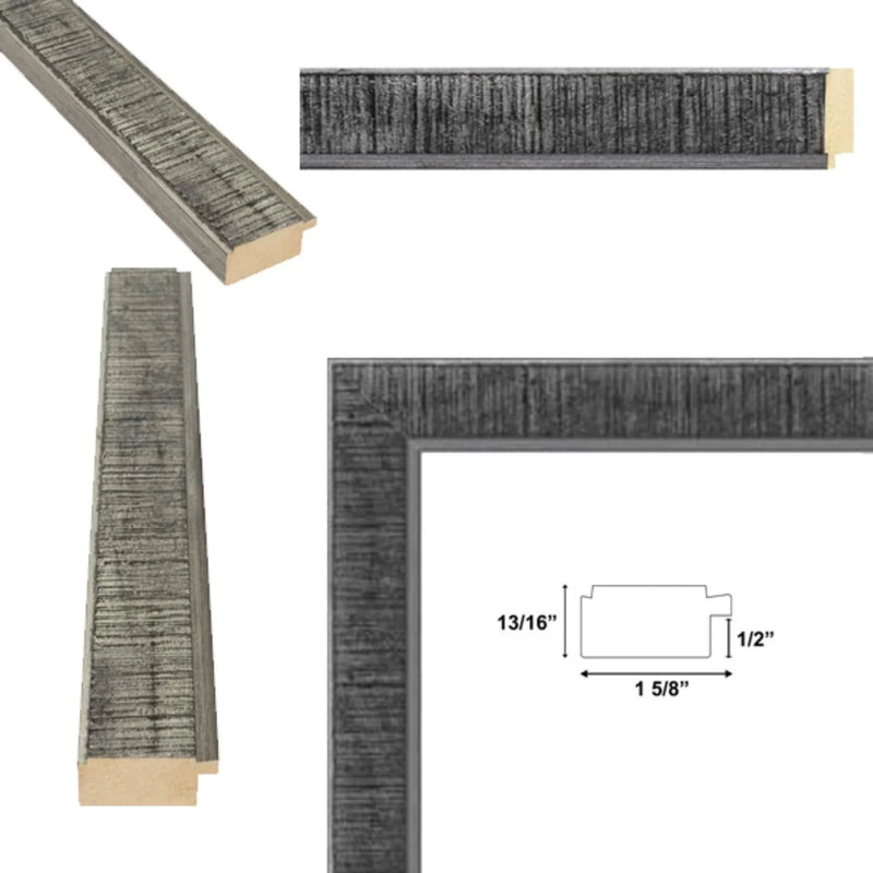 20x40 Frame Rustic Wood Black Silver Picture Frame