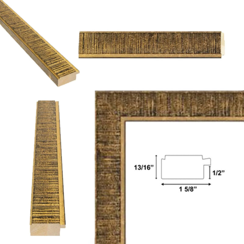 27x40 Frame Farmhouse Rustic Wood Black Gold Picture Frame