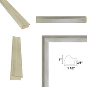 17x25 Frame  Contemporary Silver Brushed Modern Scoop Picture Frame