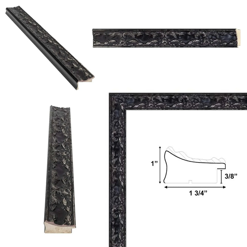 20x30 Frame Renaissance Silver Black Ornate Picture Frame